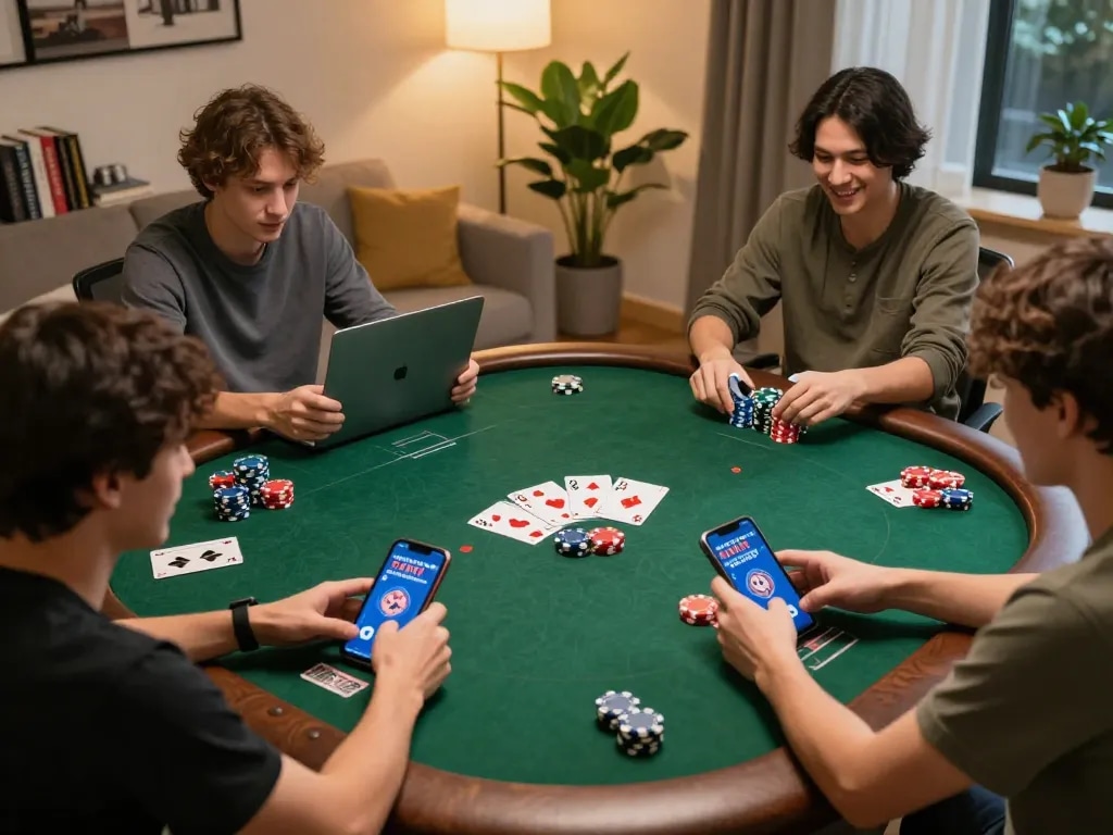 Players enjoying engaging poker games on FC88's online platform, highlighting an exciting gaming atmosphere