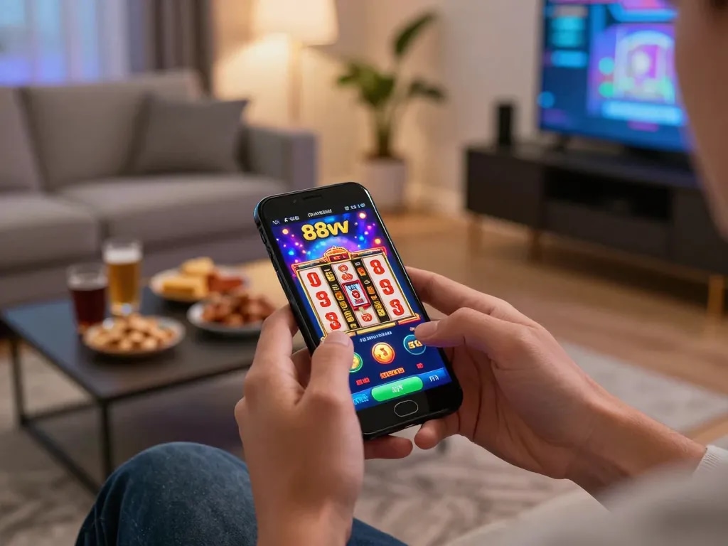 Experience the excitement of mobile gaming with the 88vv app showcasing vibrant slot reels.