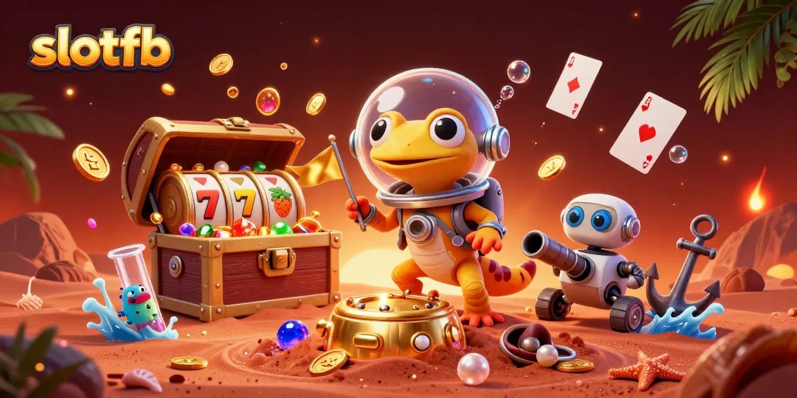 Spin big at slotfb with a Martian gecko discovering a golden casino in space!