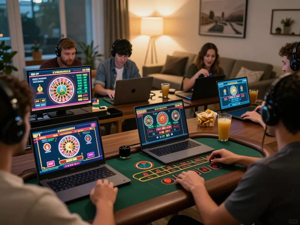 Players enjoying live casino games on Jun88 platform, showcasing vibrant online gambling action.