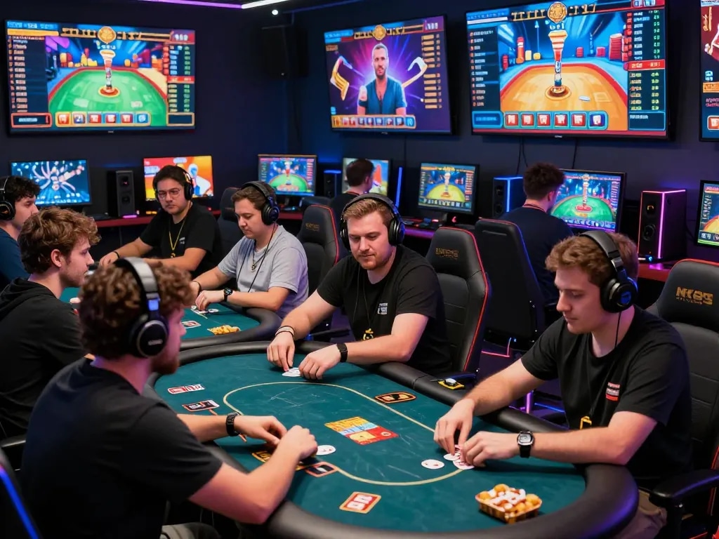 Players enjoying NK88 online games with lively setups and real-time statistics.