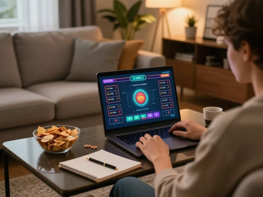 Experience the excitement of online betting with liên minh okwin in a cozy home setting, complete with gaming setup and personal touches.