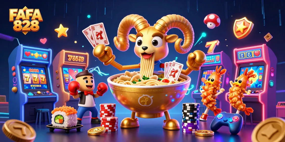 Engage with FAFA 828 in vibrant casino games, featuring dynamic characters and colorful slot elements.
