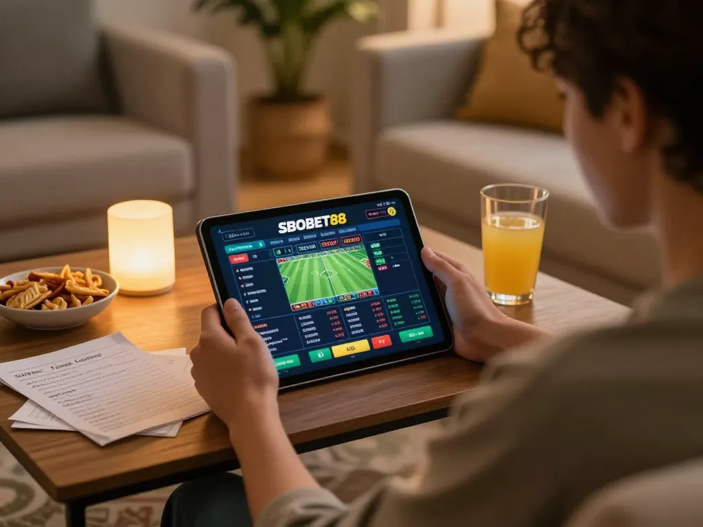 Suasana permainan kasino online SBOBET88 dengan antarmuka taruhan olahraga dan atmosfer yang nyaman