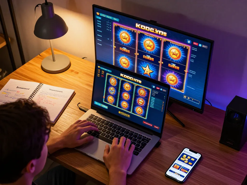 Player enjoying KDSLOTS online games, emphasizing strategic bankroll management in a comfortable setting.