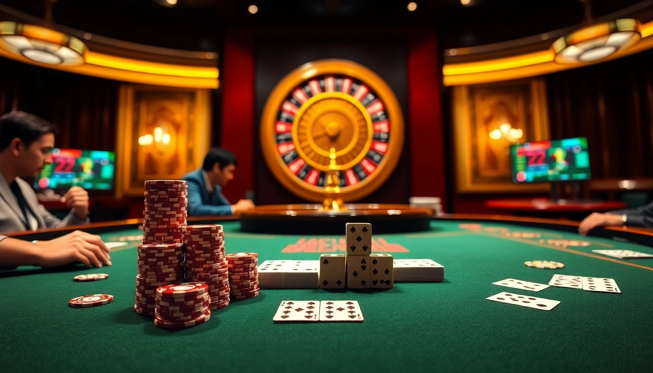 Experience the thrilling gameplay of Dominoqiu with high-stakes poker and vibrant casino visuals.