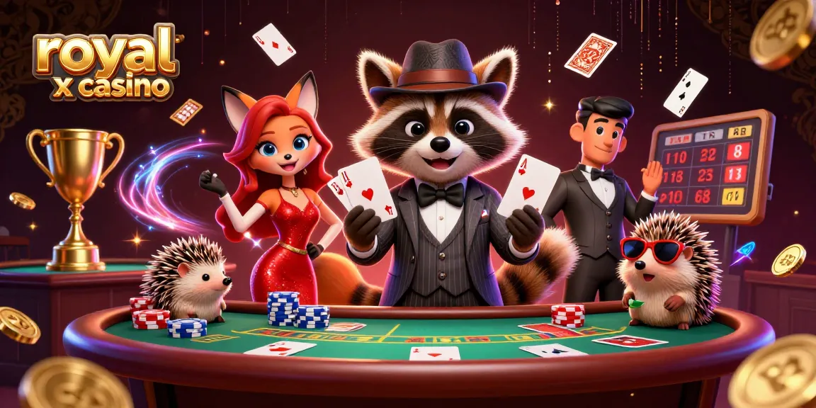 Experience thrilling moments at royal x casino with cartoon characters and poker action.