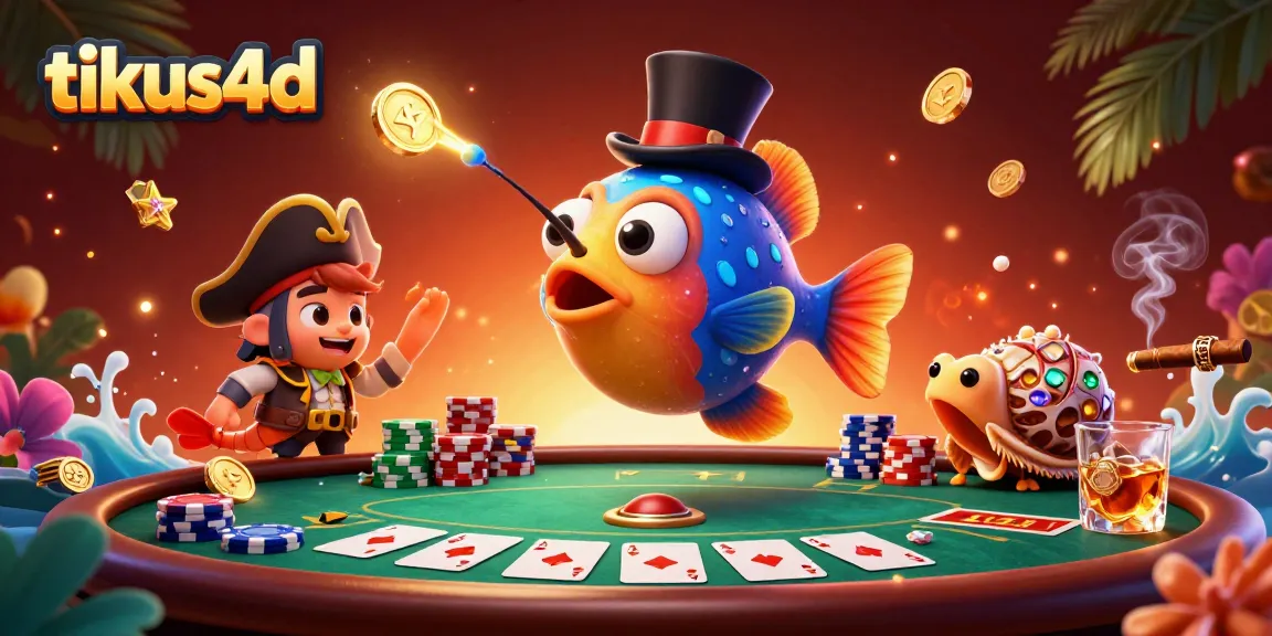 Engage in immersive fun at tikus4d with vibrant casino-themed deep-sea characters luring golden coins.