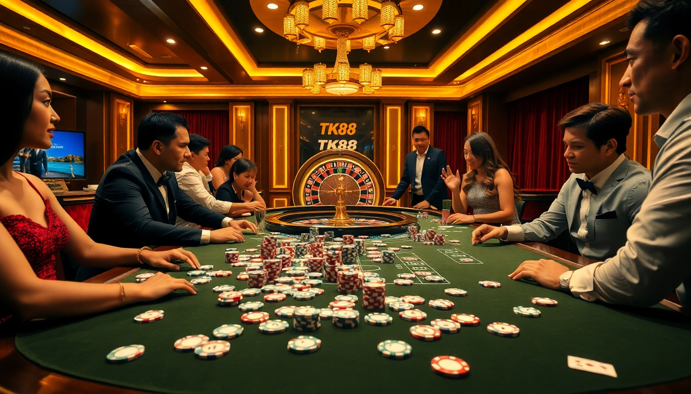 Experience the excitement of high-stakes gaming at TK88 casino tables with vibrant atmosphere