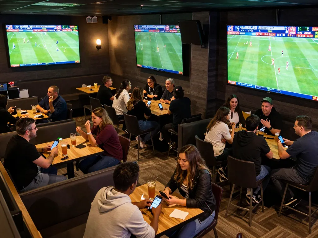 Cà Khịa TV users cheering at a lively sports betting area with live game screens