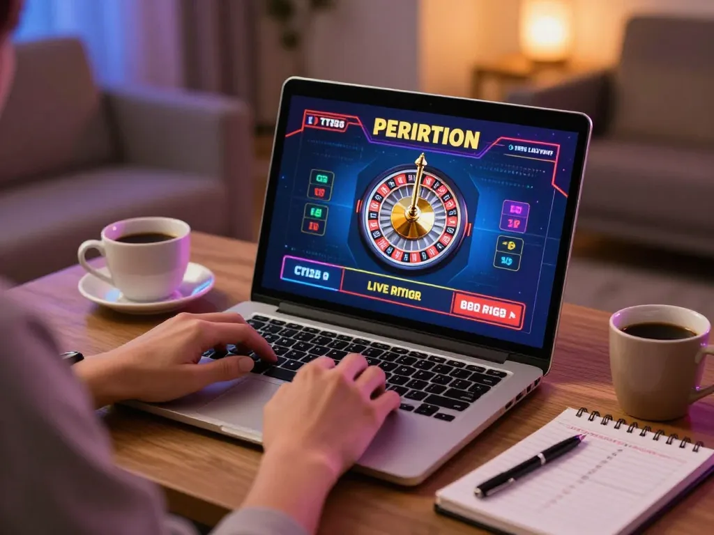 Engaging online casino experience on trang chủ tt88 with live roulette game displayed on laptop screen.