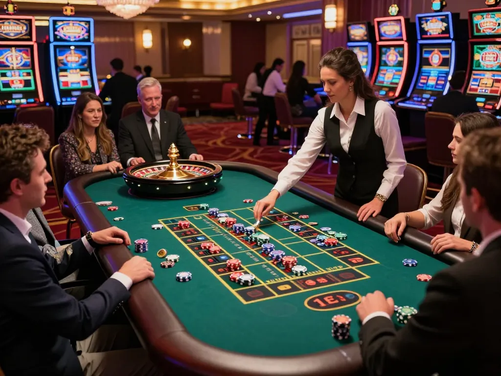 Engaged players placing bets at the EA88 roulette table, enjoying an exhilarating casino experience.