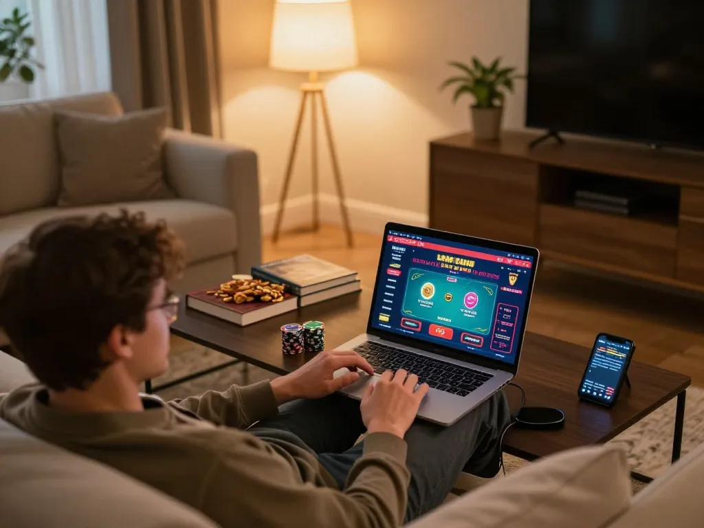 Engaging in strategic poker gameplay at home on one88br in a comfortable living room