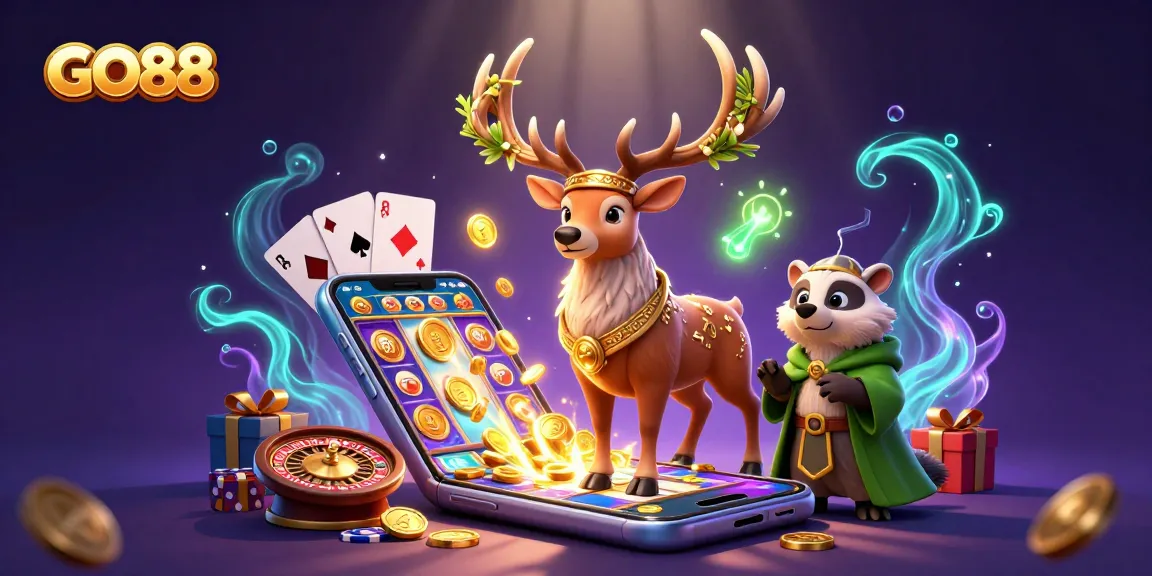 Experience thrilling gameplay at GO88 with dynamic slot games, colorful elements, and enchanting characters.