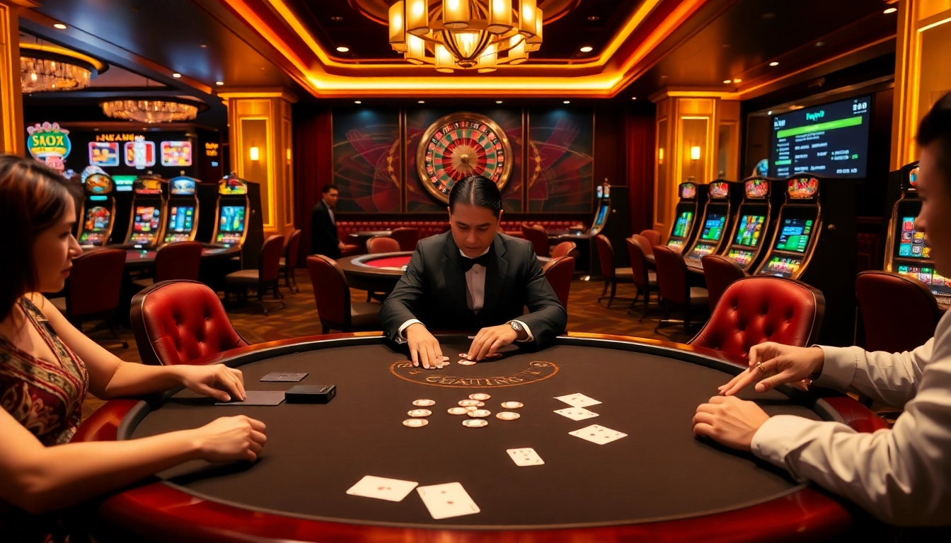 SODO CASINO engaging players with poker, slots, and roulette in an upscale casino atmosphere.