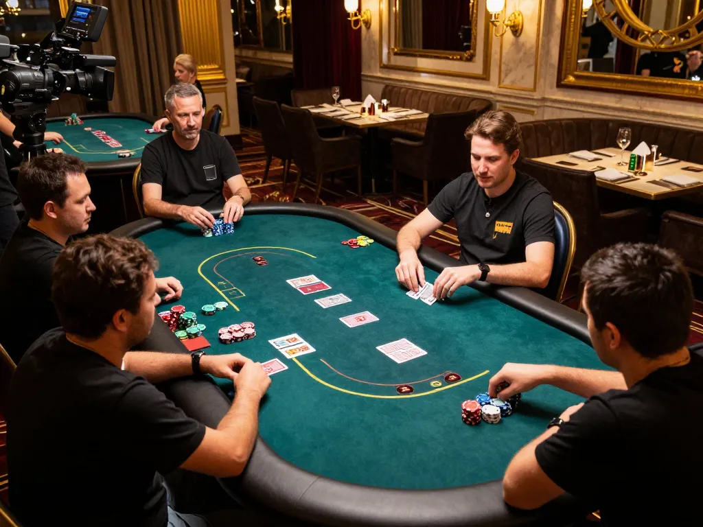 Experience high-stakes gaming at VIN88 with players engaging in a strategic poker game in a luxurious setting.