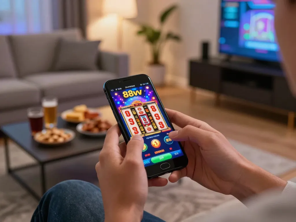 Experience the excitement of mobile gaming with the 88vv app showcasing vibrant slot reels.