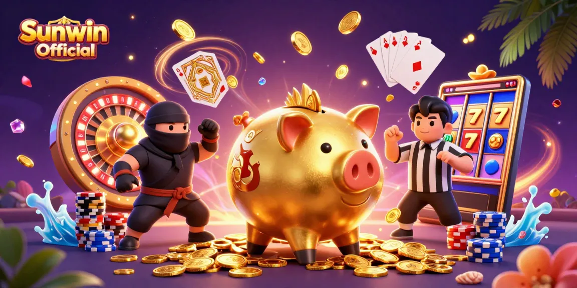 Sunwin Official showcases an epic showdown among gaming characters, emphasizing excitement and winnings.