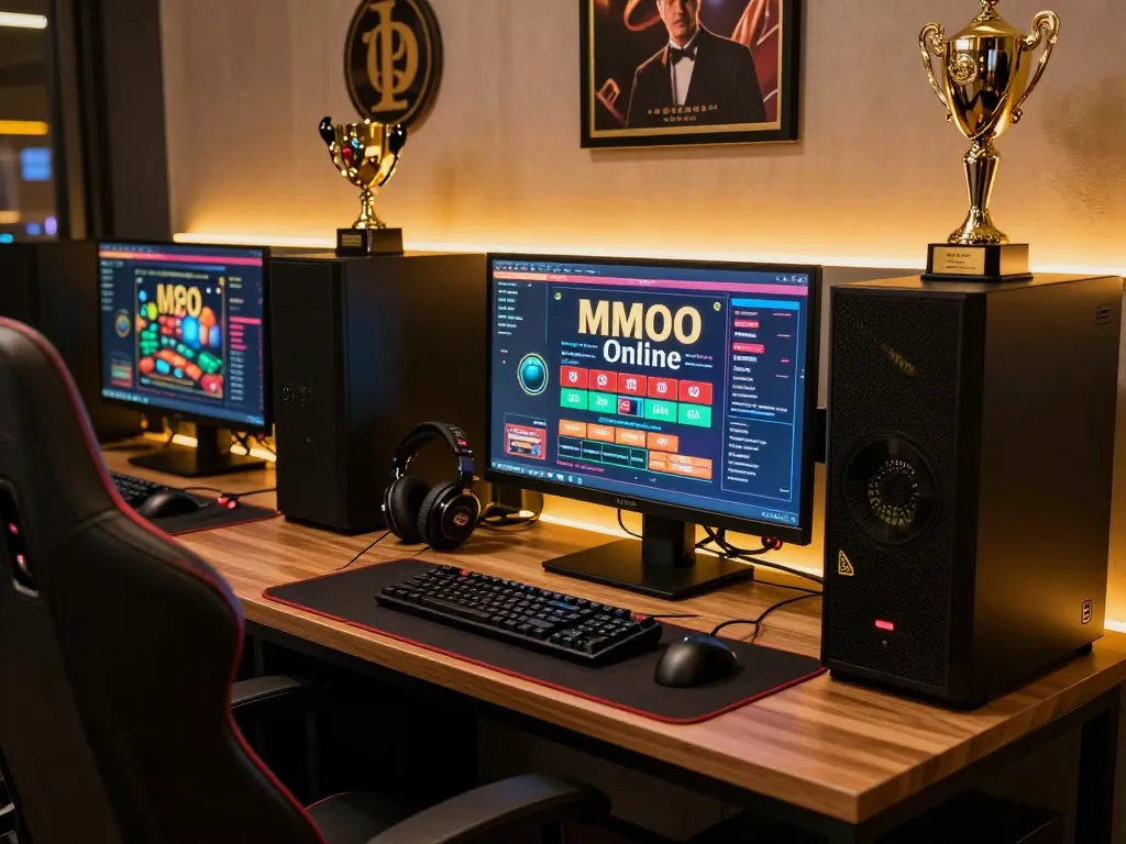 Engaging view of a MMOO online casino gaming setup showcasing strategic gameplay ambiance.