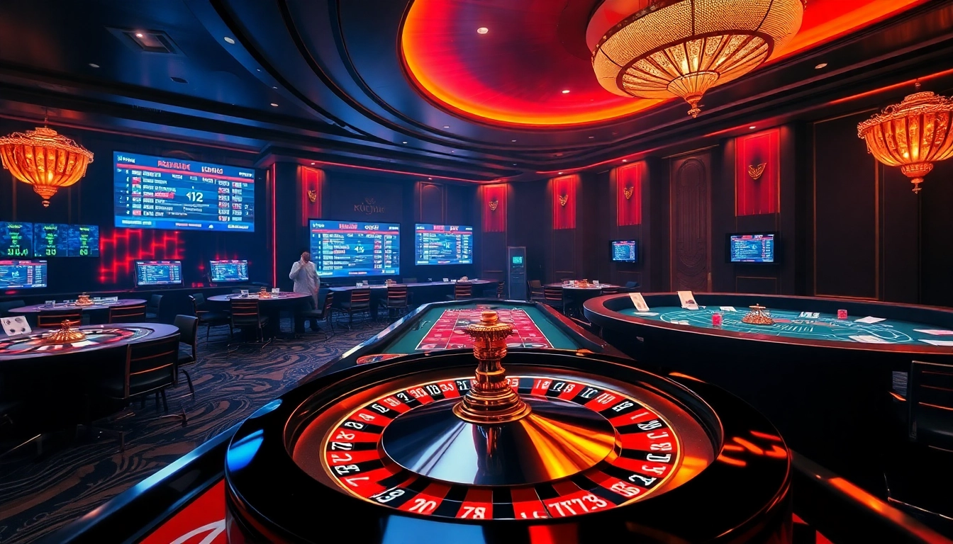 Betting excitement at Kèo Nhà Cái 5 with vibrant casino elements and professional atmosphere.