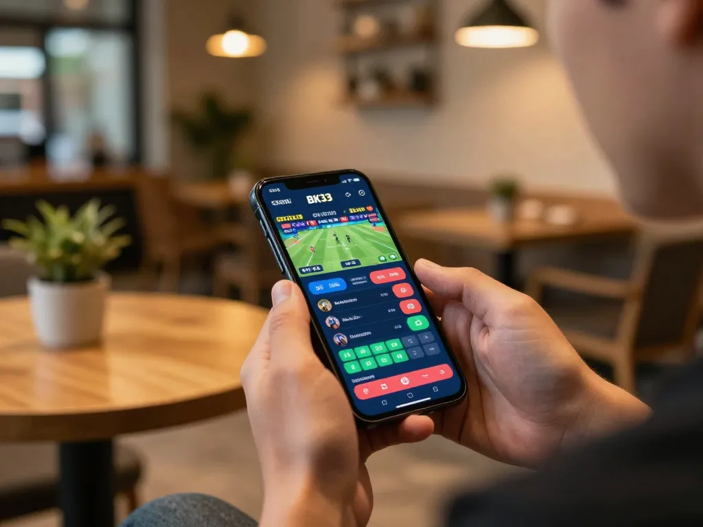 Players engaging in thrilling online betting on BK33 platform while enjoying a cozy coffee shop atmosphere