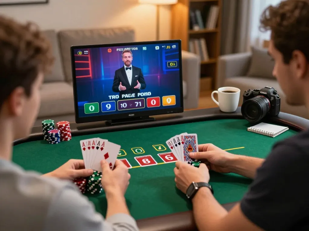 Players engage in a strategic blackjack game at home using the sc881 online casino platform, showcasing live dealer interaction.