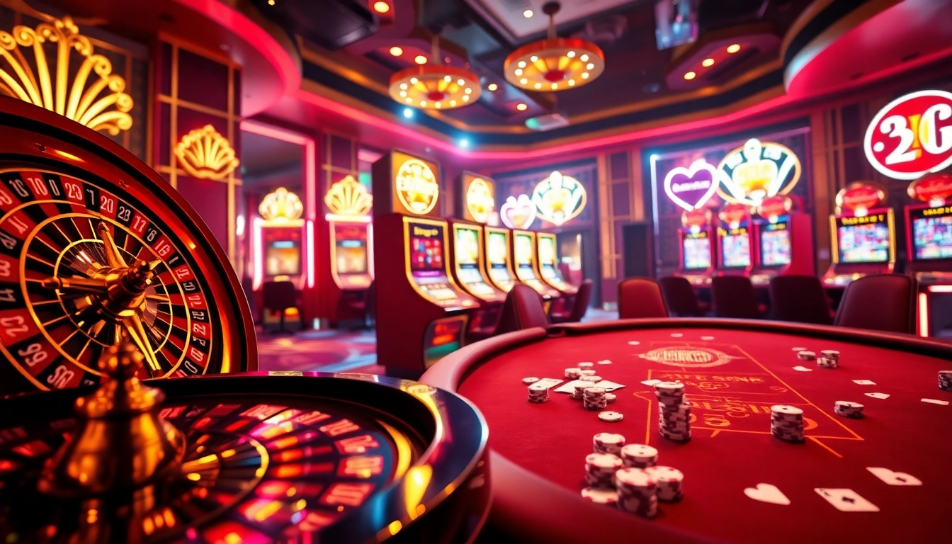 LUCK8 players engaging at a vibrant poker table in an exciting casino atmosphere.
