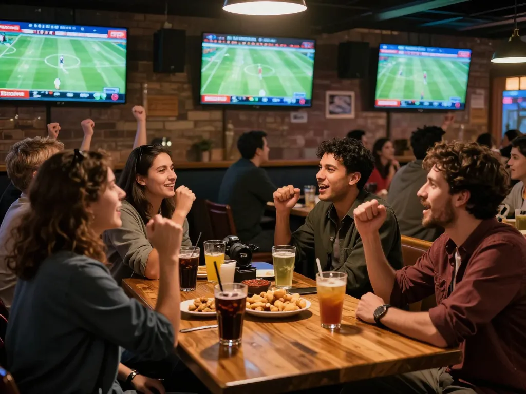 Socolive streaming exciting football matches live with friends enjoying food and drinks