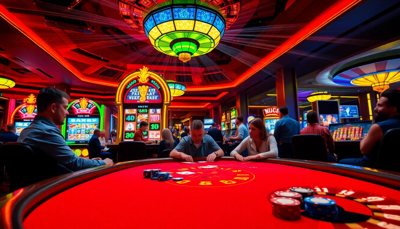 Players enjoying a thrilling poker game at 3Dbet in a luxurious casino setting.