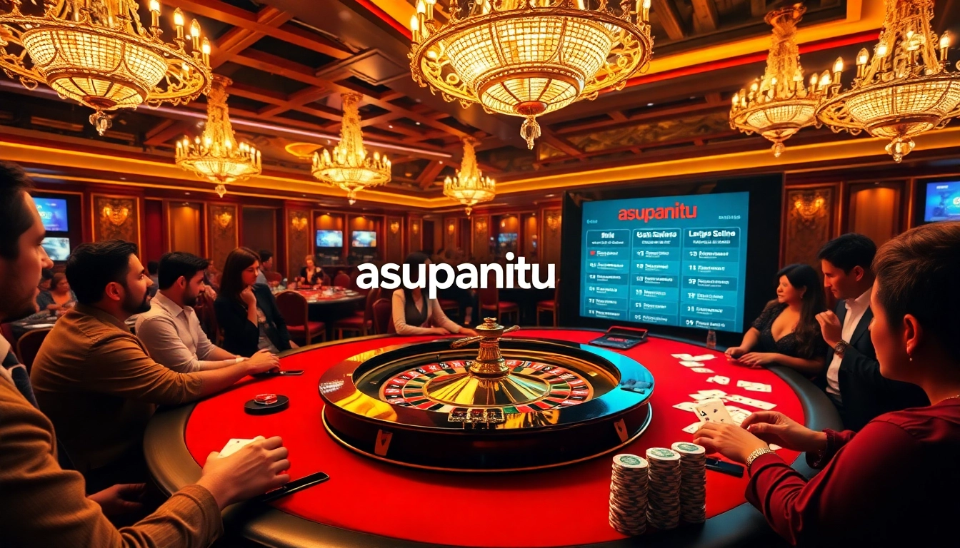 Experience the excitement at asupanjitu casino with players engaged in thrilling roulette gameplay.