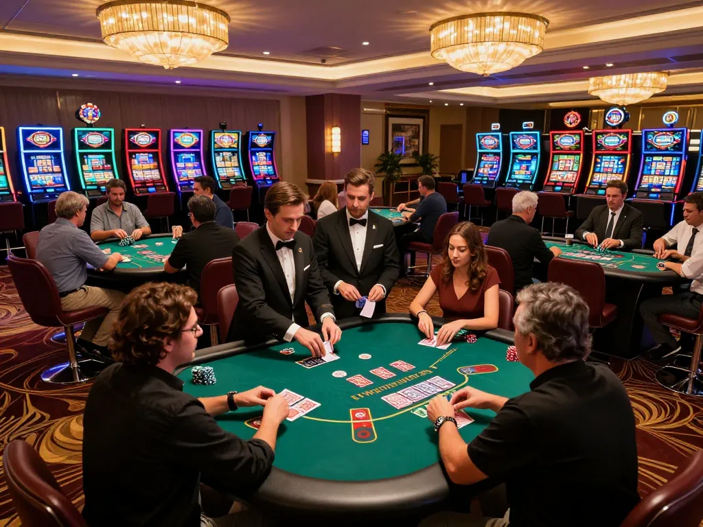GG88 players engaged in exciting blackjack gameplay at a luxurious casino.