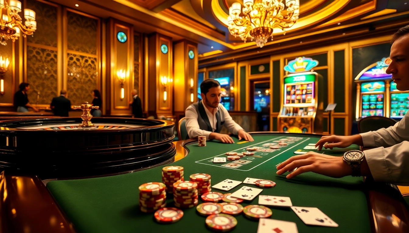 Experience the excitement of XX88's luxurious casino environment with players enjoying thrilling games.