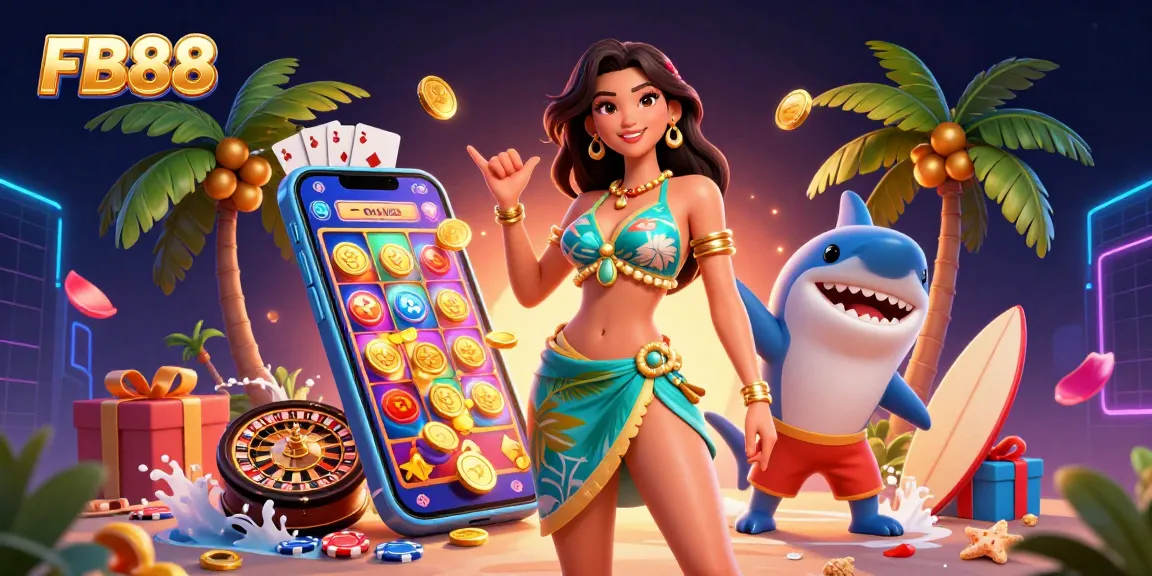 Engage with exciting games at FB88's vibrant casino, featuring 3D gaming elements and characters.