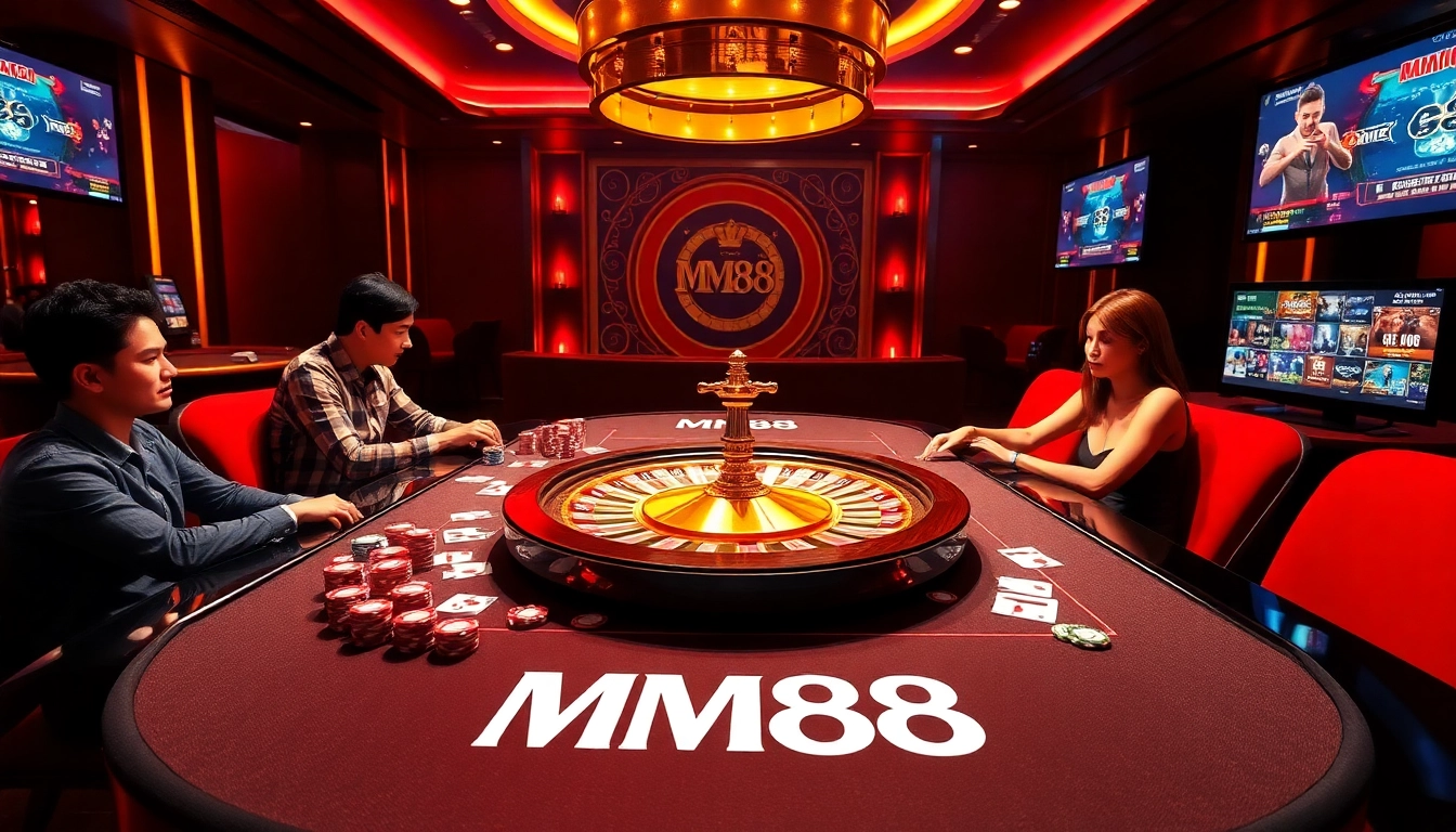 Experience the thrill of MM88 gaming with vibrant casino tables and exciting gambling atmosphere.