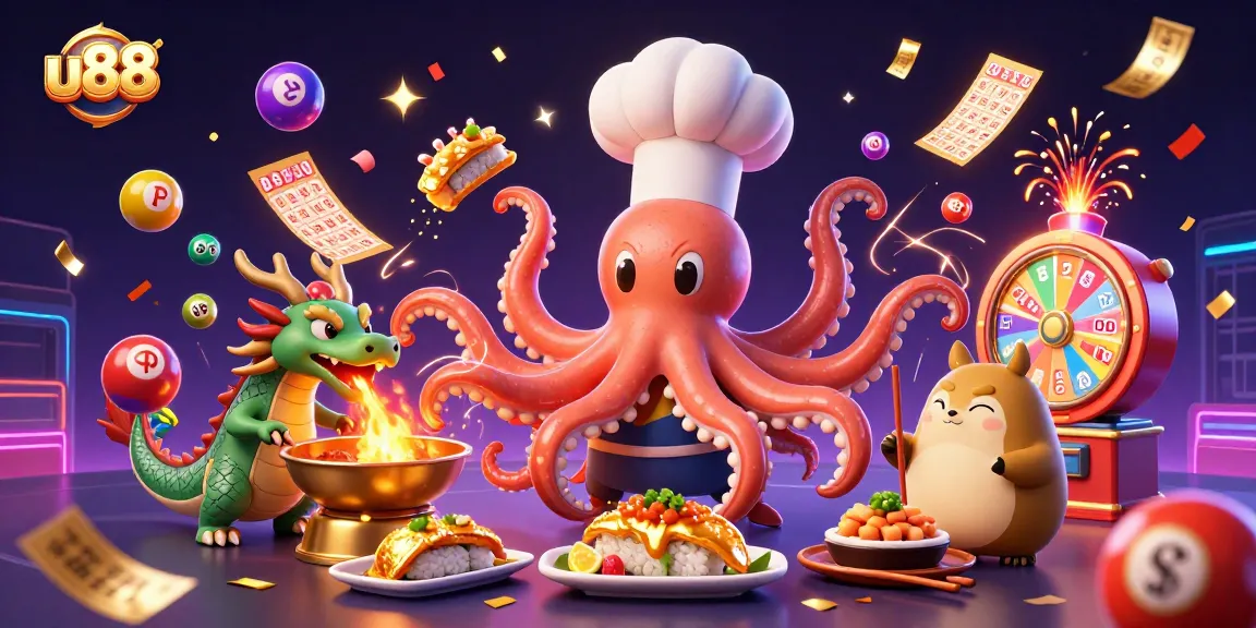 Experience thrilling wins with u88 in this vibrant 3D casino illustration filled with excitement.
