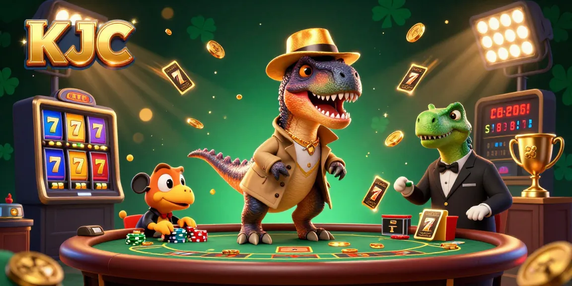 KJC velociraptor card counter at blackjack table with stegosaurus pit boss and compy pickpocket in a thrilling casino scene