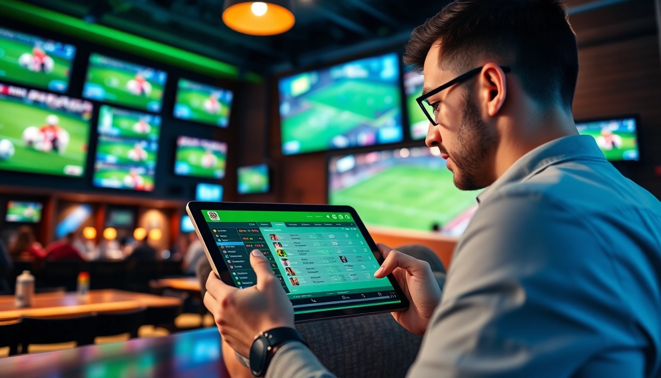 Explore live football betting odds at https://keonhacai.gold/ with a vibrant sports bar atmosphere.