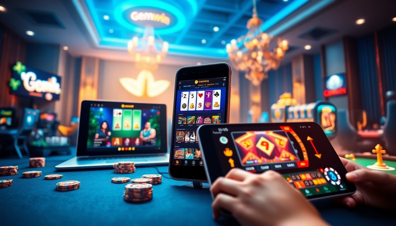Gemwin online gaming platform interface showcasing various games and exciting features.