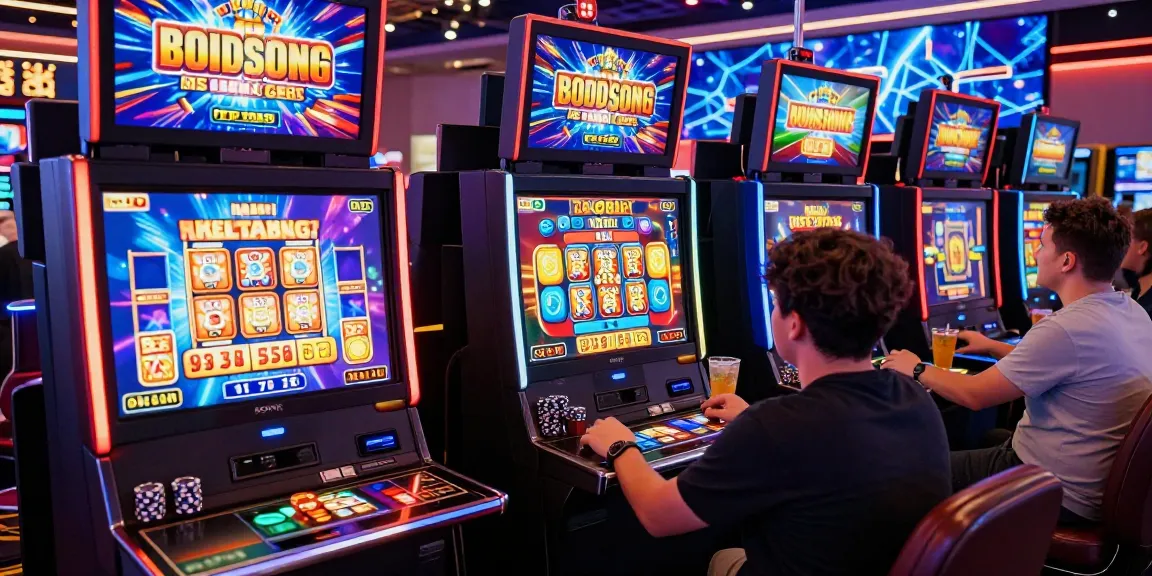 Engaged players enjoying bonus buy slots at a lively online casino setting.