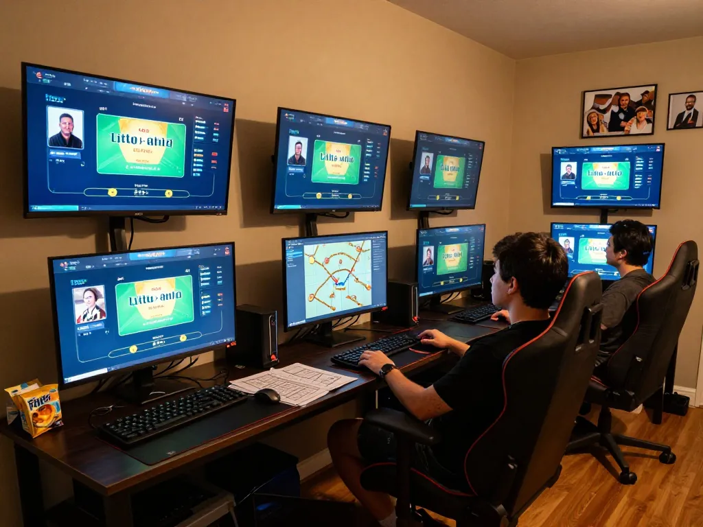 Engaging gaming scene showcasing toto8 link alternatif poker gameplay on multiple screens