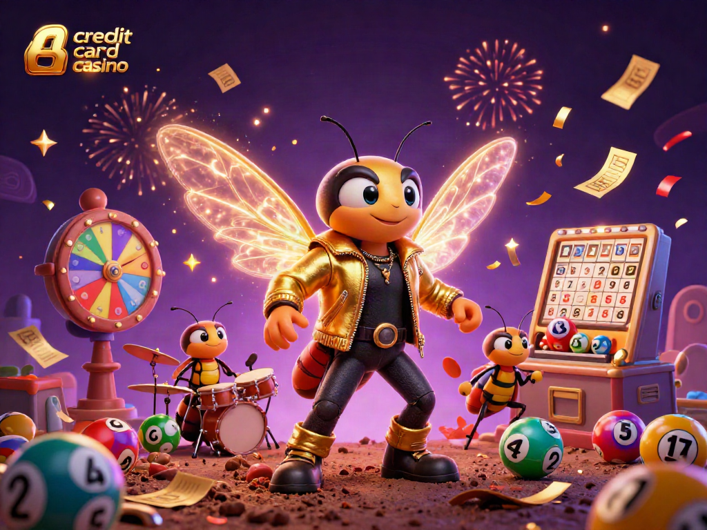 Experience the excitement of a credit card casino with vibrant scenes of fun and games.