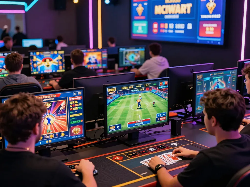 Engaging gaming atmosphere with players on BL555 platform showcasing various games and vibrant graphics.