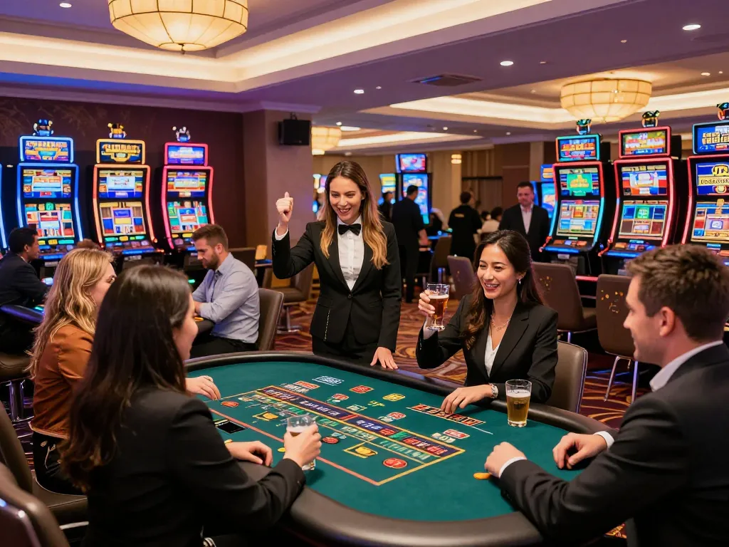 Exciting AF88 casino scene with players enjoying live dealer games and vibrant atmosphere.