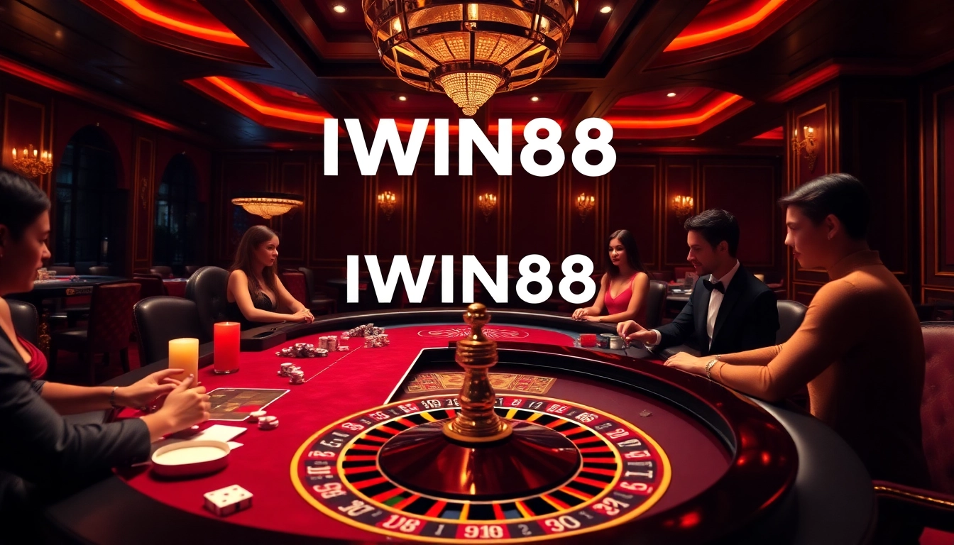 IWIN68 players enjoying an exciting game at a luxurious online casino table.