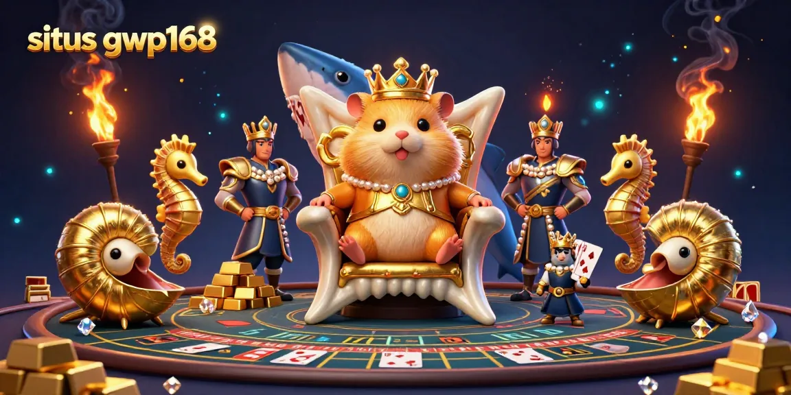 Rasakan sensasi situs gwp168 dengan raja hamster emas bermain di kasino langsung, dikelilingi harta emas.