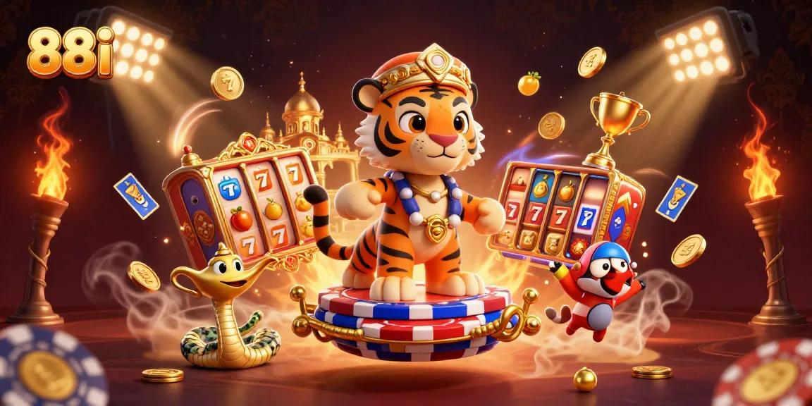 Engage in thrilling games at 88i, featuring a magical sultan and vibrant casino elements.