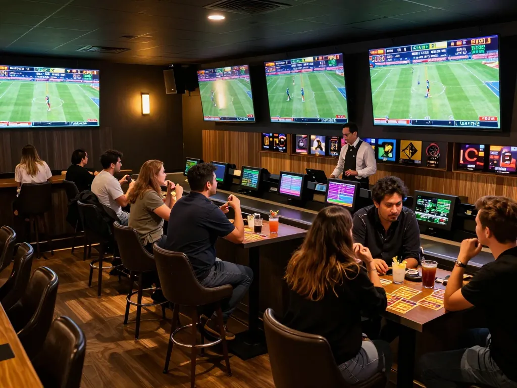 Betting action at a lively sports bar showcasing 789win excitement and strategy in gaming.