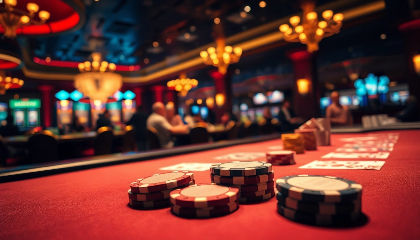 Faszinierende Szene von Spielern, die online casino spielen in einem eleganten Spielsaal erleben.