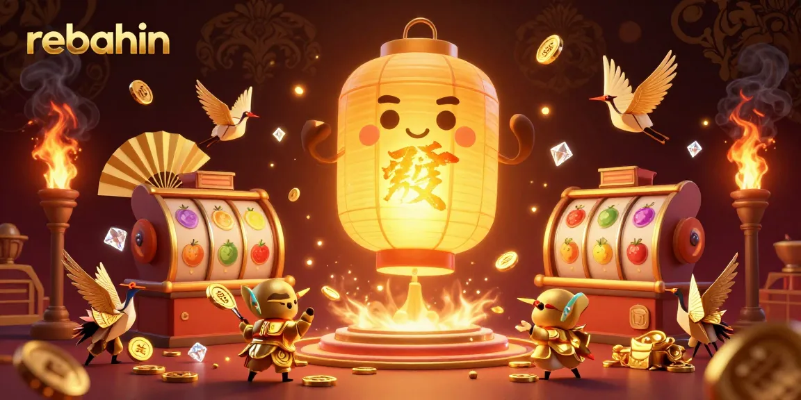 Watch exciting reels spin at rebahin casino, featuring vibrant golden lantern spirit and treasure.