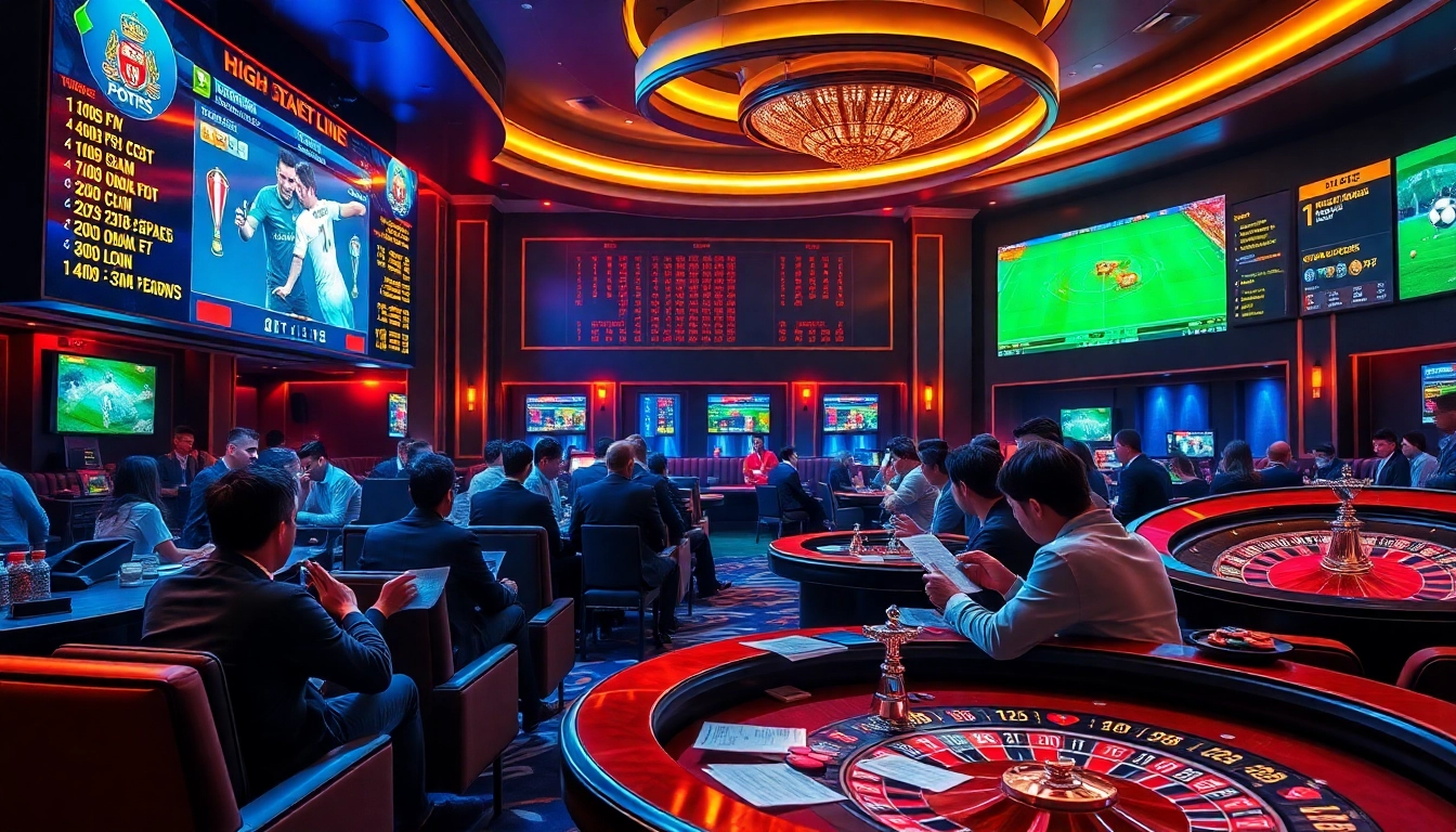 Experience Judi Bola Resmi action in a vibrant casino setting filled with excited bettors and live soccer odds.